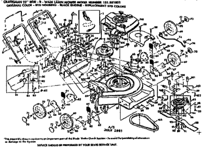 Mower Deck Diagram and Parts List for 131881801  Craftsman Lawn Mower