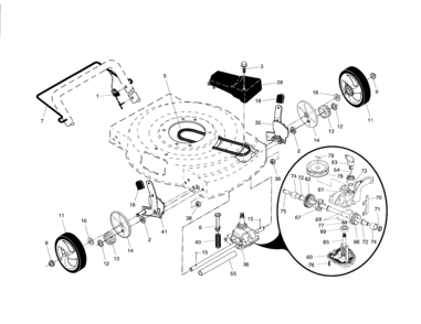 Drive Control/gear Case/wheels Diagram and Parts List for 917375611  Craftsman Lawn Mower