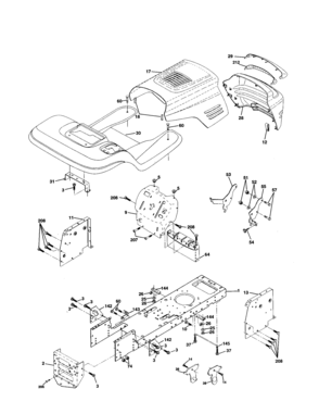 Chassis And Enclosures Diagram and Parts List for 917250450  Craftsman Lawn Tractor