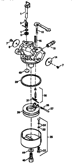 Carburetor 632714 (71/143) Diagram and Parts List for 143973071  Craftsman Engine
