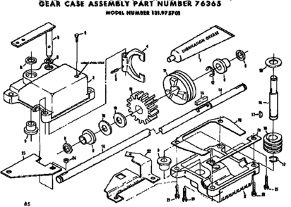 Gear Case Diagram and Parts List for 131975701  Craftsman Lawn Mower