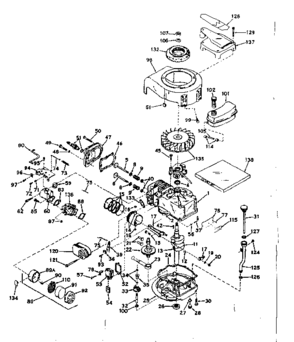 Basic Engine Diagram and Parts List for 143161192  Craftsman Engine