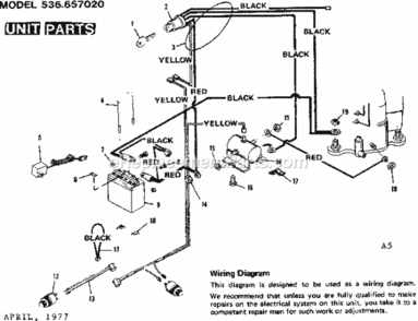 Page A Diagram and Parts List for 536657020  Craftsman Lawn Tractor