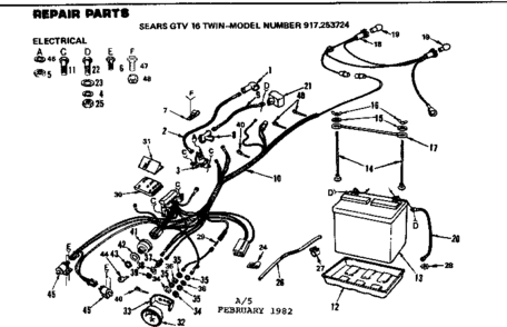 Electrical Diagram and Parts List for 917253724  Craftsman Lawn Tractor