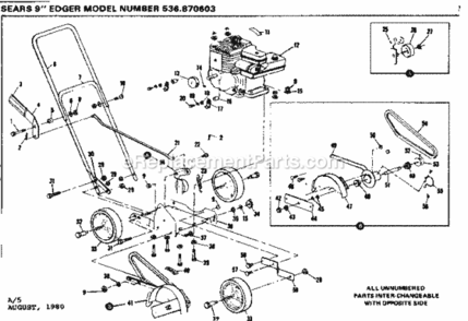 Page A Diagram and Parts List for 536870603  Craftsman Edger
