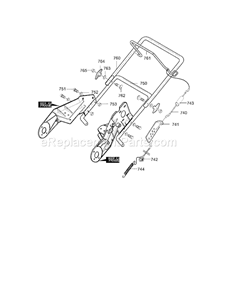 Handle_Assembly Diagram and Parts List for 536885212  Craftsman Snow Blower