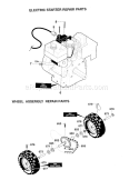 Electric Starter/Wheel Assembly Diagram and Parts List for 536886240  Craftsman Snow Blower