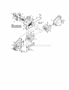 Page E Diagram and Parts List for 536886331  Craftsman Snow Blower