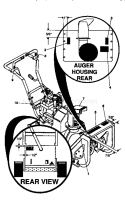 Decals Diagram and Parts List for 536886621  Craftsman Snow Blower
