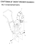 Belt Cover Diagram and Parts List for 536886810  Craftsman Snow Blower