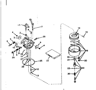 Carburetor No. 631063a Diagram and Parts List for 143577012  Craftsman Engine