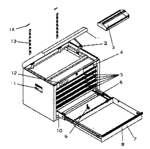 Chest Assy Diagram and Parts List for 706619800  Craftsman Tool Stand & Cart