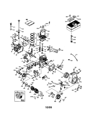 4-cycle Engine Diagram and Parts List for 143999011  Craftsman Engine