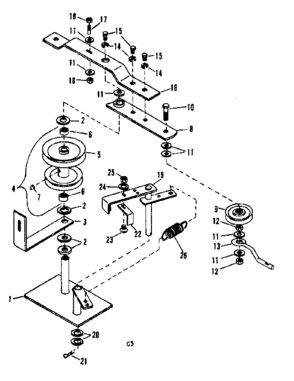 Pulley Assembly Diagram and Parts List for 842240621  Craftsman Snow Blower