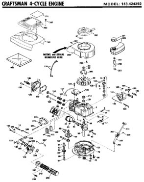Replacement Parts Diagram and Parts List for 143424392  Craftsman Engine