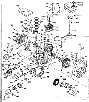 Basic Engine Diagram and Parts List for 143607062  Craftsman Engine