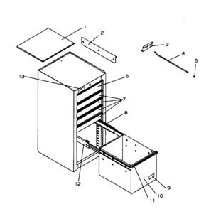 Side Cabinet Diagram and Parts List for 706593931  Craftsman Tool Stand & Cart