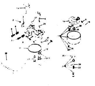 Carburetor Diagram and Parts List for 143236032  Craftsman Engine