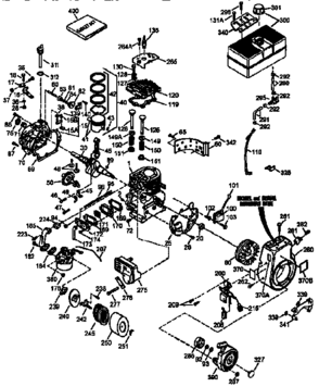 Replacement Parts Diagram and Parts List for 143951003  Craftsman Engine