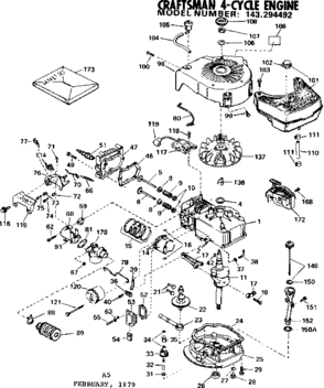 Replacement Parts Diagram and Parts List for 143294492  Craftsman Engine
