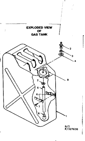 Gas Tank Diagram and Parts List for 580327630  Craftsman Engine