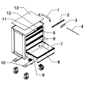 Cabinet Parts Diagram and Parts List for 706353440  Craftsman Tool Stand & Cart