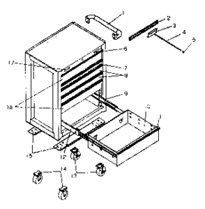 Chest Diagram and Parts List for 706592472  Craftsman Tool Stand & Cart