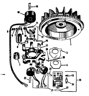 Alternator Magneto Diagram and Parts List for 14340600  Craftsman Engine