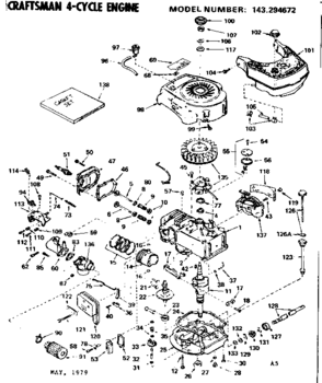 Replacement Parts Diagram and Parts List for 143294672  Craftsman Engine