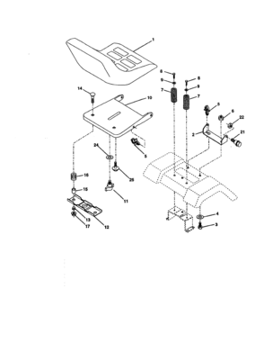 Seat Assembly Diagram and Parts List for 917272671  Craftsman Lawn Tractor