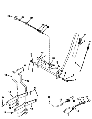 Mower Lift Diagram and Parts List for 917258543  Craftsman Lawn Tractor