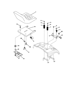 Seat Assembly Diagram and Parts List for 917270662  Craftsman Lawn Tractor