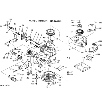 Replacement Parts Diagram and Parts List for 143264242  Craftsman Engine