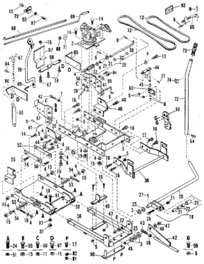 Main Frame Diagram and Parts List for 842240729  Craftsman Snow Blower