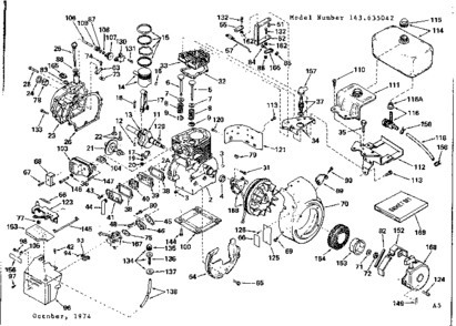 Engine Diagram and Parts List for 143635042  Craftsman Engine