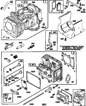 Engine 28n707-0636-a1  (71/500) Diagram and Parts List for 50028N707-0636-A1  Craftsman Engine