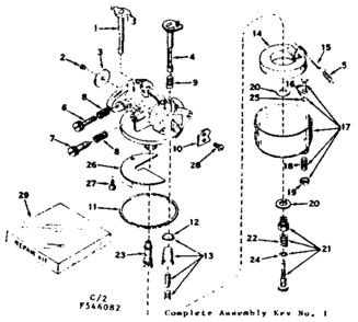 Carburetor Diagram and Parts List for 143546082  Craftsman Engine