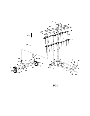 40" Tine Dethatcher Diagram and Parts List for 486243151  Craftsman Lawn Tractor