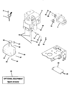 Engine Diagram and Parts List for 917258100  Craftsman Lawn Tractor