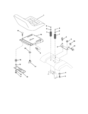 Seat Assembly Diagram and Parts List for 917272911  Craftsman Lawn Tractor