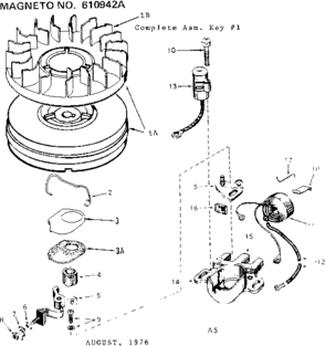 Magneto Diagram and Parts List for 143665032  Craftsman Engine