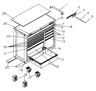 Tool Cart Diagram and Parts List for 706597222  Craftsman Tool Stand & Cart