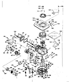 Basic Engine Diagram and Parts List for 143171312  Craftsman Engine