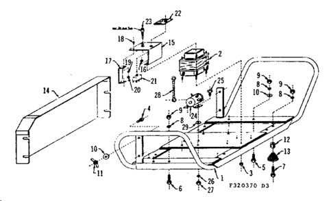 Mounting Base Diagram and Parts List for 580320370  Craftsman Engine