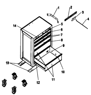 Chest Diagram and Parts List for 706618153  Craftsman Tool Stand & Cart