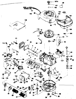 Engine Diagram and Parts List for 143354412  Craftsman Engine