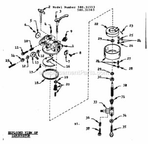 Page B Diagram and Parts List for 58031553  Craftsman Generator