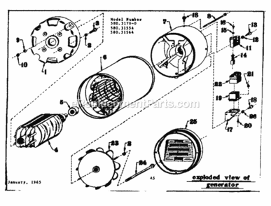 Page A Diagram and Parts List for 58031554  Craftsman Generator