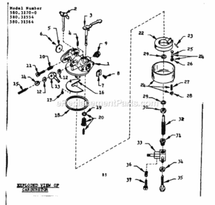 Page B Diagram and Parts List for 58031564  Craftsman Generator