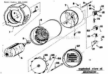 Part Location Diagram of A-25131 Craftsman Rotor Assem